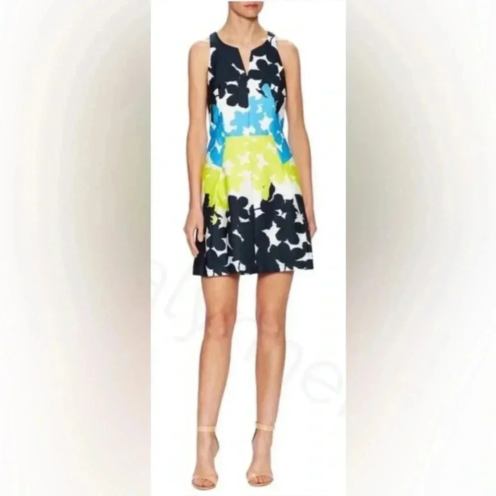 MILLY A-Line Mini Dress Blue Green Size 4